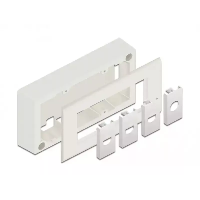Príslušenstvo k patch panelu DELOCK 81333 — biely polykarbonátový držiak, 152×50×82 mm