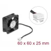 DELOCK ventilátor do počítačovej skrine 6 cm (60x60x25 mm) 12 V DC, guľôčkové ložisko, čierny