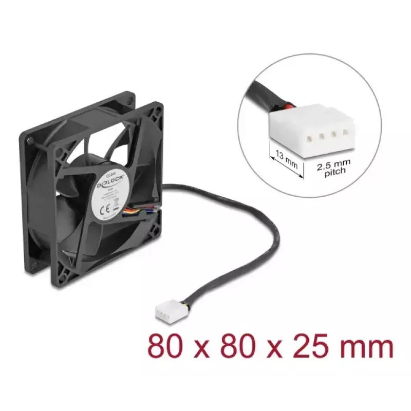 Ventilátor DeLOCK 67301 8 cm čierny guľôčkové ložisko 0,97 m³/h