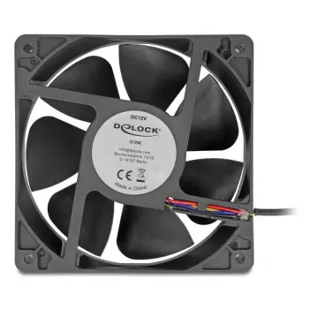 Ventilátor DELOCK 67298 120 mm čierny 12 cm guľôčkové ložisko 12 V DC 3,53 m³/h
