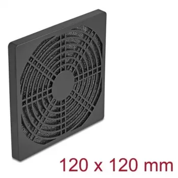 Mriežka ventilátora DELOCK 67313, ABS čierna, 125×125 mm, montážny rozstup 105×105 mm