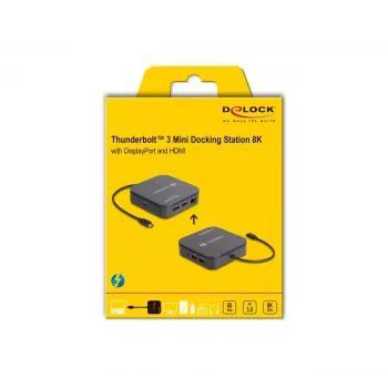 DeLOCK Thunderbolt 3 Mini dokovacia stanica 8K DisplayPort HDMI USB LAN Audio PD 3.0