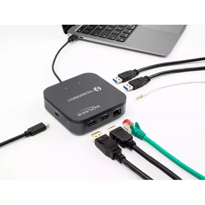 DeLOCK Thunderbolt 3 Mini dokovacia stanica 8K DisplayPort HDMI USB LAN Audio PD 3.0