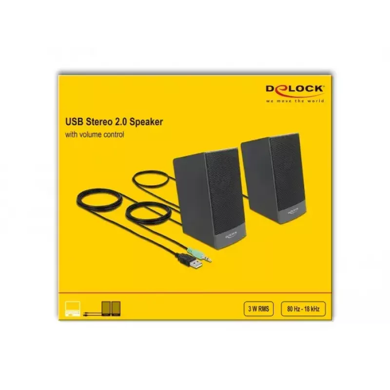Stereo reproduktory DELOCK 27001, 2.0, napájané cez USB