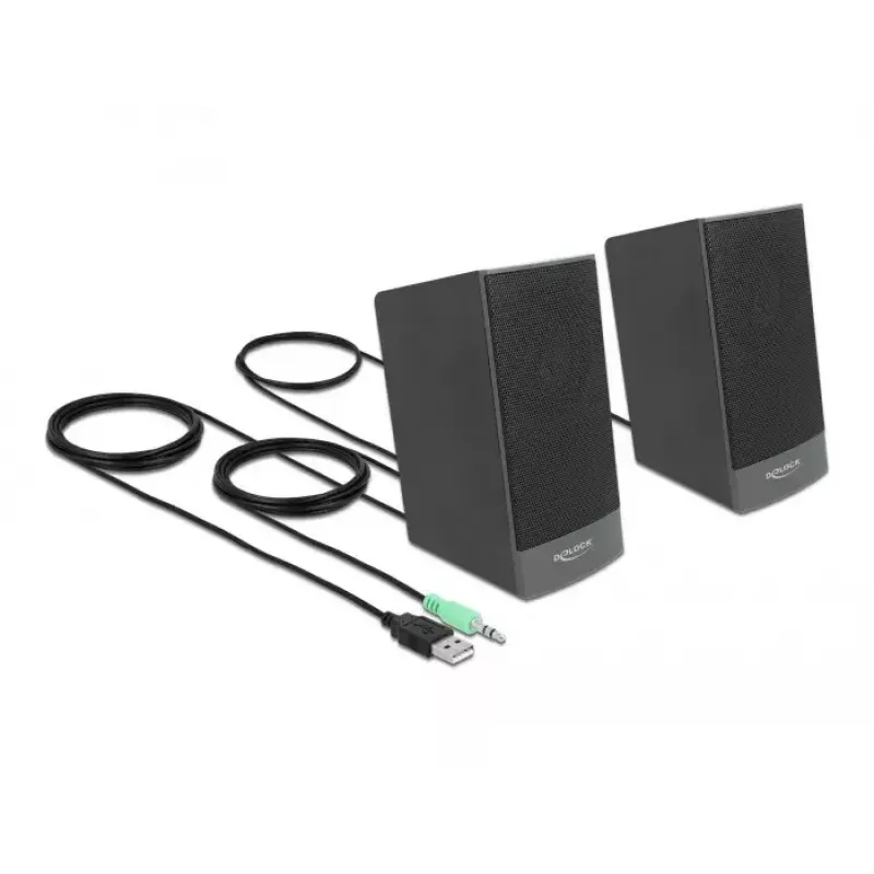 Stereo reproduktory DELOCK 27001, 2.0, napájané cez USB