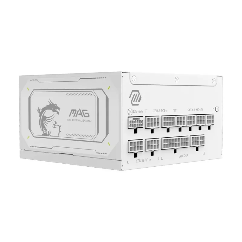Napájací zdroj MSI MAG A1000GL PCIE5 WHITE 1000 W ATX 24-pin, 80 PLUS Gold, 135 mm ventilátor