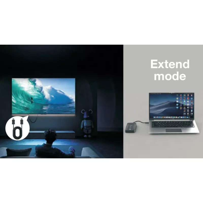 Techly IDATA USBC-HUB5WL AV extender AV vysielač a prijímač čierny