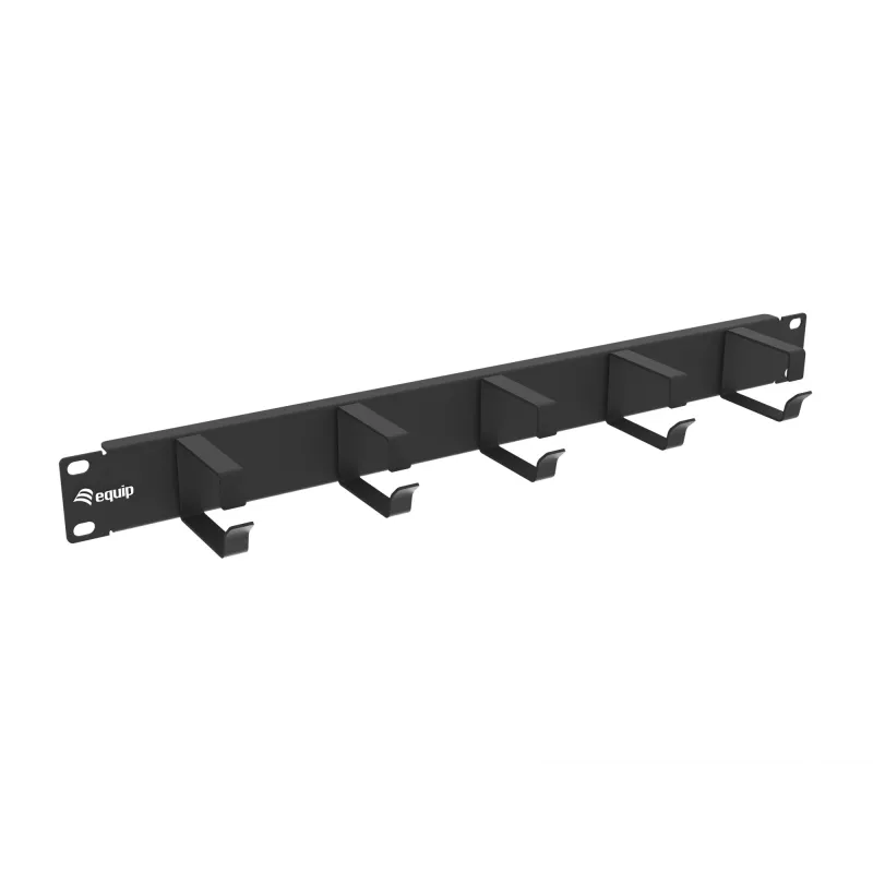 Equip 19 palcový káblový manažment panel 1HE s 5 kovovými držiakmi, čierny