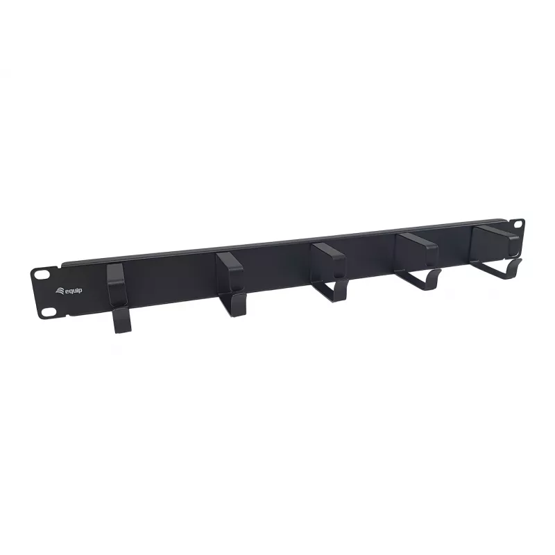 Equip 19 palcový káblový manažment panel 1HE s 5 kovovými držiakmi, čierny