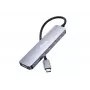 EQUIP USB‑C 6‑v‑1 multifunkčný adaptér — HDMI 4K/60Hz, 4× USB‑C Gen2 (10Gbps), 100W PD, 0,25 m kábel, sivý