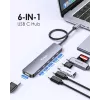 EQUIP USB‑C 6‑v‑1 multifunkčný adaptér — HDMI 4K/60Hz, 4× USB‑C Gen2 (10Gbps), 100W PD, 0,25 m kábel, sivý
