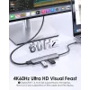 EQUIP USB‑C 6‑v‑1 multifunkčný adaptér — HDMI 4K/60Hz, 4× USB‑C Gen2 (10Gbps), 100W PD, 0,25 m kábel, sivý