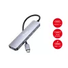 EQUIP USB‑C 6‑v‑1 multifunkčný adaptér — HDMI 4K/60Hz, 4× USB‑C Gen2 (10Gbps), 100W PD, 0,25 m kábel, sivý