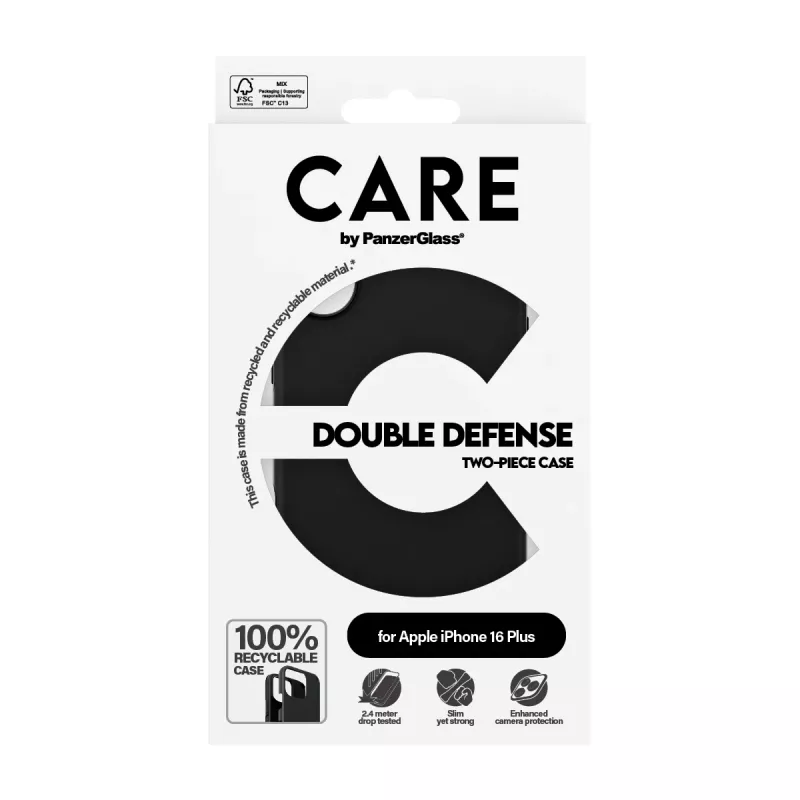 PanzerGlass CARE™ by ® Double Defense puzdro čierna iPhone 16 Plus