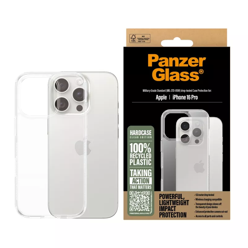 PanzerGlass ® HardCase transparentné iPhone 16 Pro, puzdro, Apple, Apple - iPhone 16 Pro, transparentné