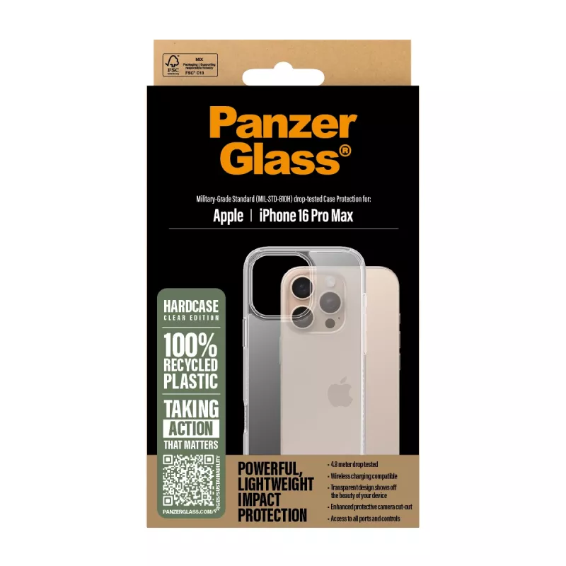 PanzerGlass ® HardCase transparentné iPhone 16 Pro Max, puzdro, Apple, Apple - iPhone 16 Pro Max, transparentné