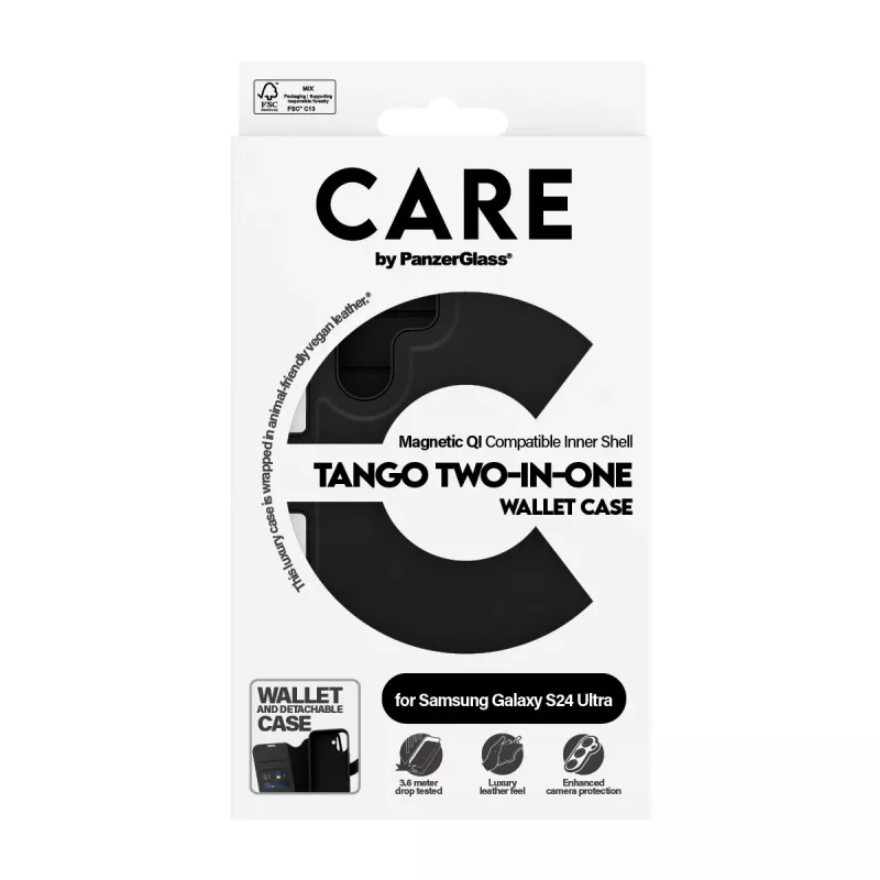 Puzdro na telefón PanzerGlass CARE Feature Case Tango Two-in-One Wallet, kompatibilné so Samsung Galaxy S24 Ultra, transparentné