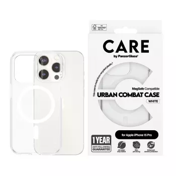 PanzerGlass CARE™ by ® Urban Combat puzdro transparentné s bielym MagSafe iPhone 15 Pro