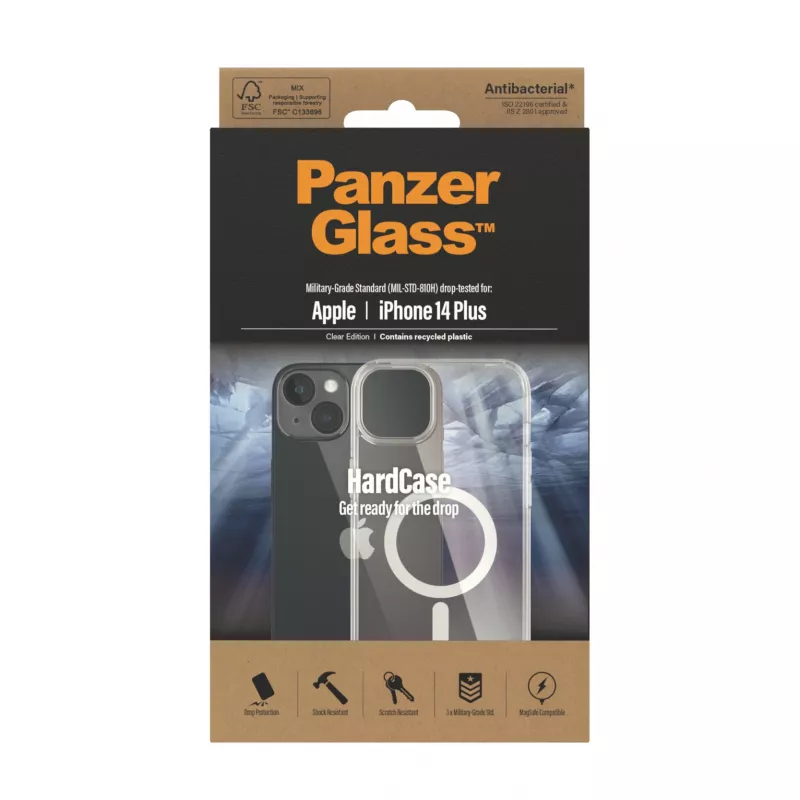 PanzerGlass ® HardCase transparentné puzdro s bielym MagSafe iPhone 14 Plus