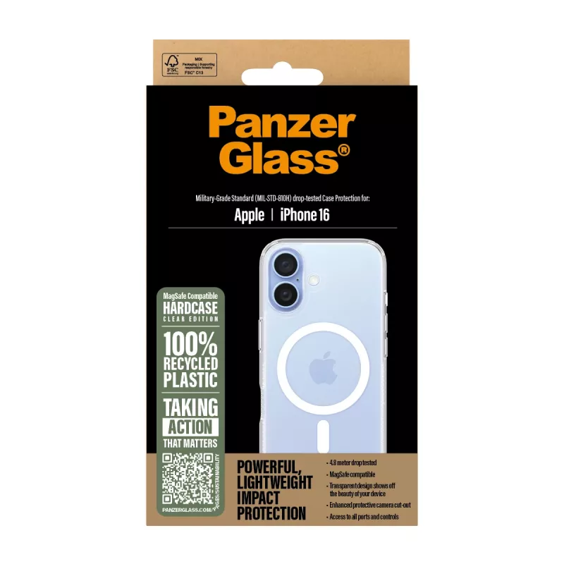 Puzdro PanzerGlass HardCase transparentné s bielym MagSafe iPhone '24 6,1 palca