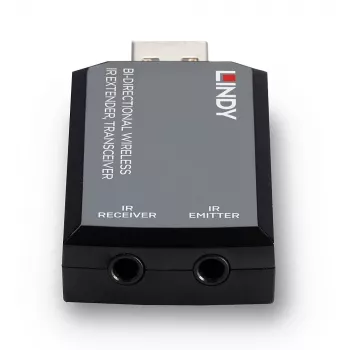 Lindy obojsmerný bezdrôtový IR extender, transceiver, AV vysielač a prijímač, 150 m, káblový, čierna
