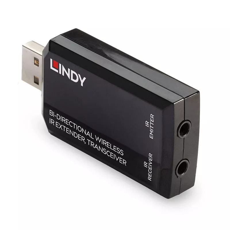 Lindy obojsmerný bezdrôtový IR extender, transceiver, AV vysielač a prijímač, 150 m, káblový, čierna