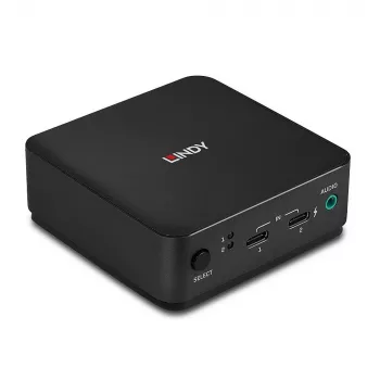 Lindy 2-port Type-C, DisplayPort 1.2 KVM prepínač, 3840 x 2160 pixelov, 4K Ultra HD, sivá