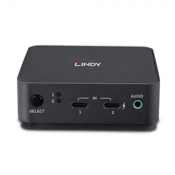 Lindy 2-port Type-C, DisplayPort 1.2 KVM prepínač, 3840 x 2160 pixelov, 4K Ultra HD, sivá