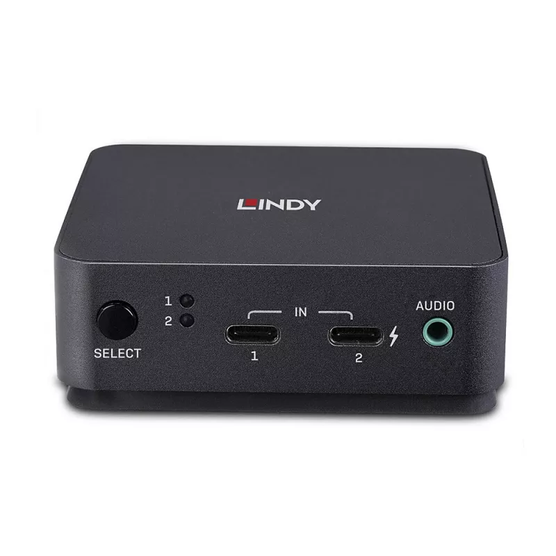 Lindy 2-port Type-C, DisplayPort 1.2 KVM prepínač, 3840 x 2160 pixelov, 4K Ultra HD, sivá