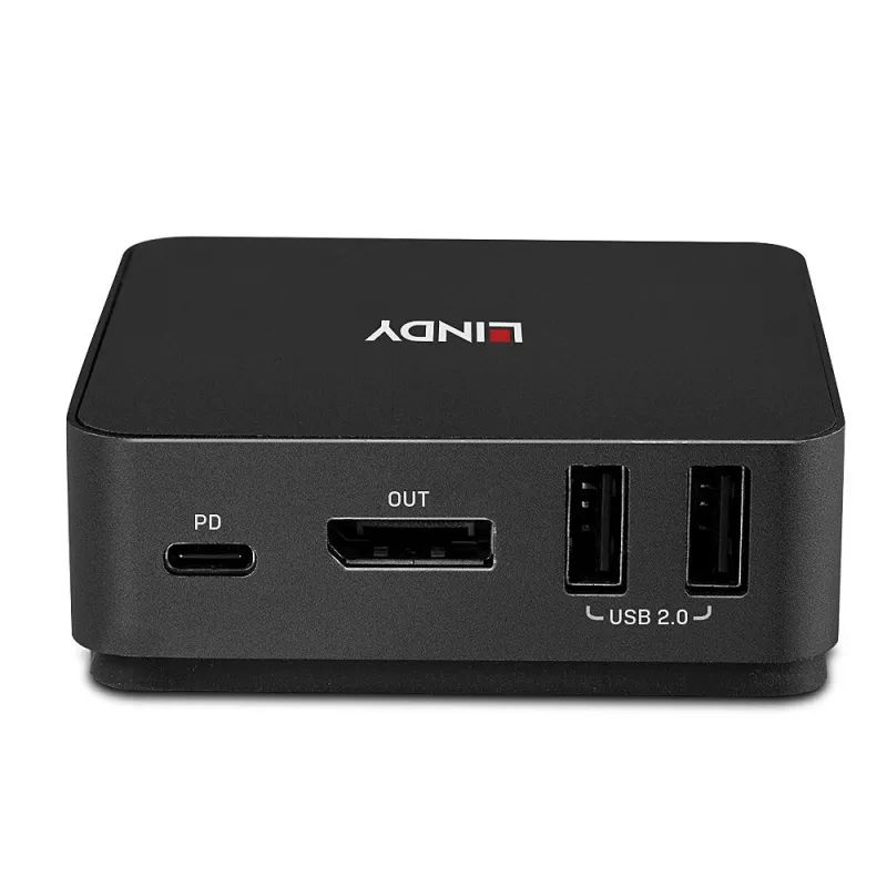 Lindy 2-port Type-C, DisplayPort 1.2 KVM prepínač, 3840 x 2160 pixelov, 4K Ultra HD, sivá