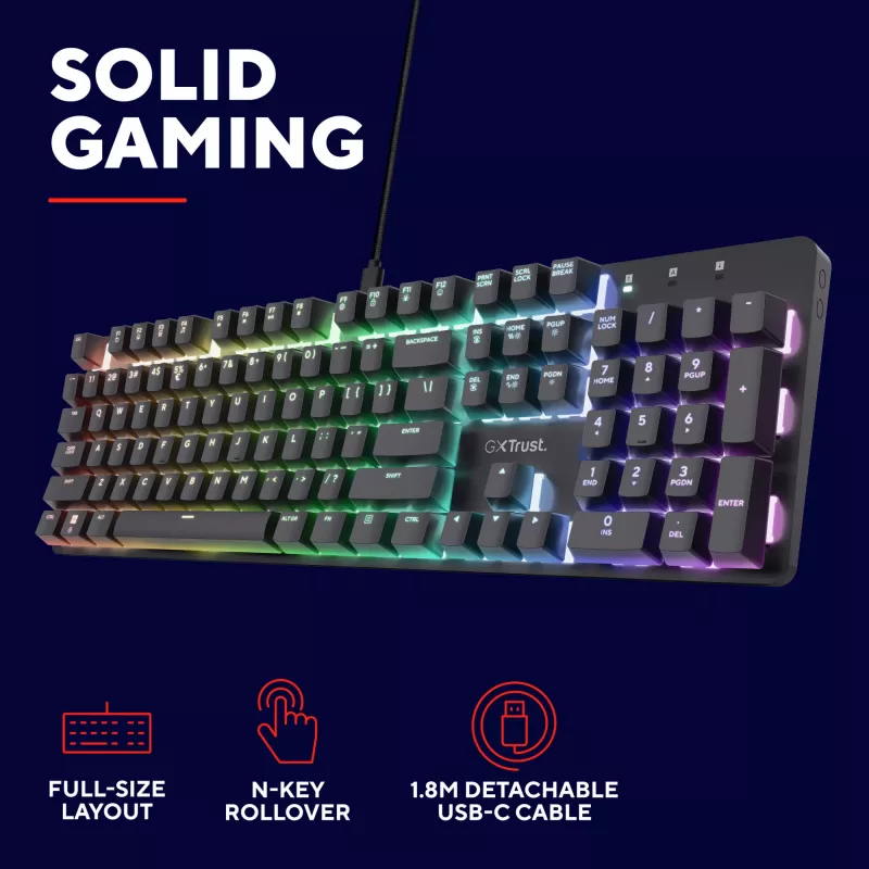 Herná klávesnica Trust GXT 871 Zora Mechanical USB RGB čierna