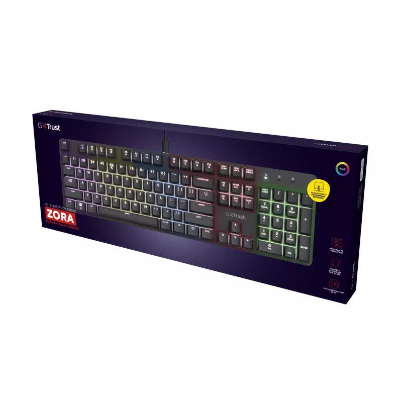 Herná klávesnica Trust GXT 871 Zora Mechanical USB RGB čierna