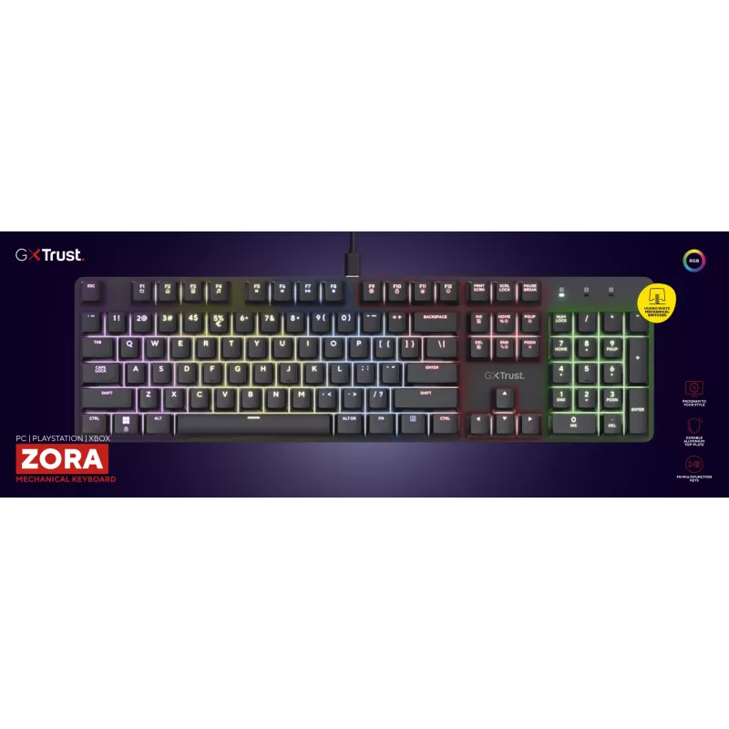 Herná klávesnica Trust GXT 871 Zora Mechanical USB RGB čierna