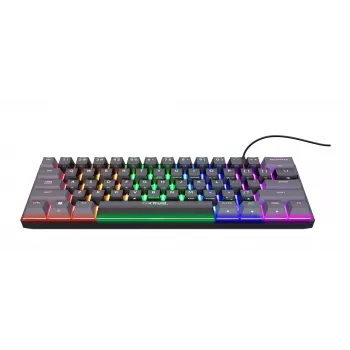 Trust GXT 867 Acira herná klávesnica USB QWERTZ nemecká čierna sivá 60% mechanická RGB