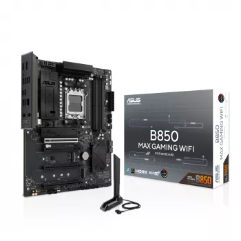 Základná doska ASUS B850 MAX GAMING WIFI Sockel AM5 ATX, AMD B850, DDR5, 4 DIMM, 256 GB, Wi‑Fi 6E, 2.5Gb Ethernet