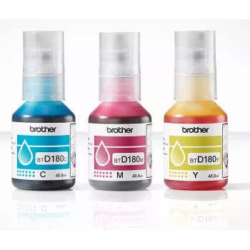 Originálne atramentové fľaše Brother BTD180CLVAL 3 ks cyan magenta žltá