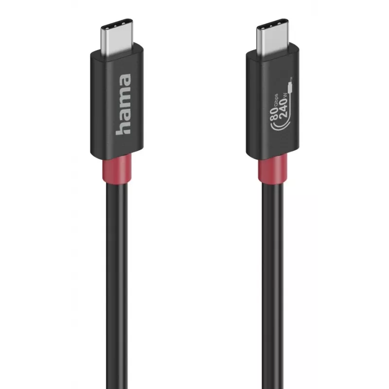Hama USB-C kábel, E-Marker, USB4 Gen4, 80 Gbit/s, 5 A, 240 W, 1,00 m
