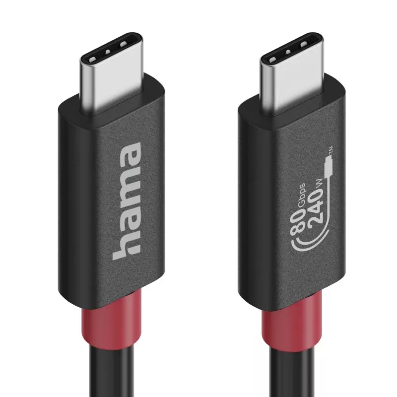 Hama USB-C kábel, E-Marker, USB4 Gen4, 80 Gbit/s, 5 A, 240 W, 1,00 m
