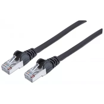 Intellinet sieťový patch kábel, Cat6A, 5 m, čierna, meď, S/FTP, LSOH / LSZH, PVC, RJ45, pozlátené kontakty, Snagless, ochranná manžeta proti zlomeniu, doživotná záruka