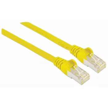 Intellinet sieťový patch kábel, kábel Cat7/konektor Cat6A, 0,25 m, žltá, meď, S/FTP, LSOH / LSZH, PVC, RJ45, pozlátené kontakty, bez západky, ochranná manžeta proti zlomeniu, doživotná záruka