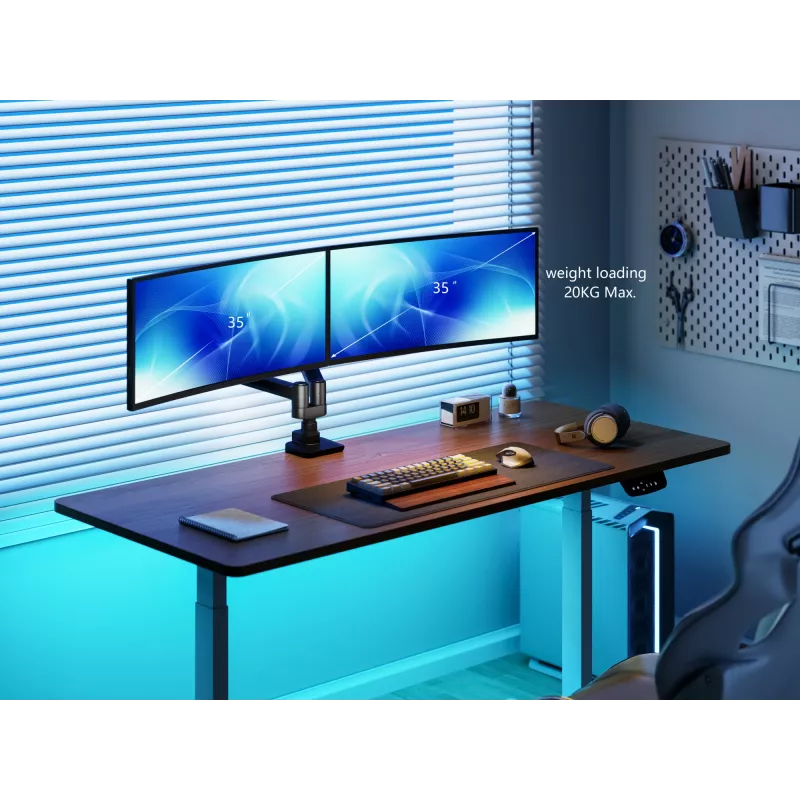 Equip 17-35 palcov Heavy-Duty dvojitý držiak monitora na stôl, čierny