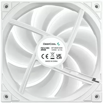 Chladiaci ventilátor DeepCool FD14 ARGB biely 140mm 3in1 — 140 mm, ARGB, biely, balenie 3 ks