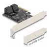 Interný SATA adaptér DELOCK 90890 — PCIe na 5× SATA (JMicron JMB585), low-profile, čierny