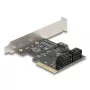 Interný SATA adaptér DELOCK 90890 — PCIe na 5× SATA (JMicron JMB585), low-profile, čierny