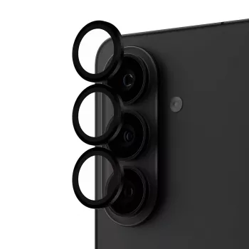 PanzerGlass Hoops ochranné sklo na kameru čierne pre Samsung Galaxy S26 / S26+ — tvrdené sklo a silikón, odolné proti poškriabaniu a nárazom