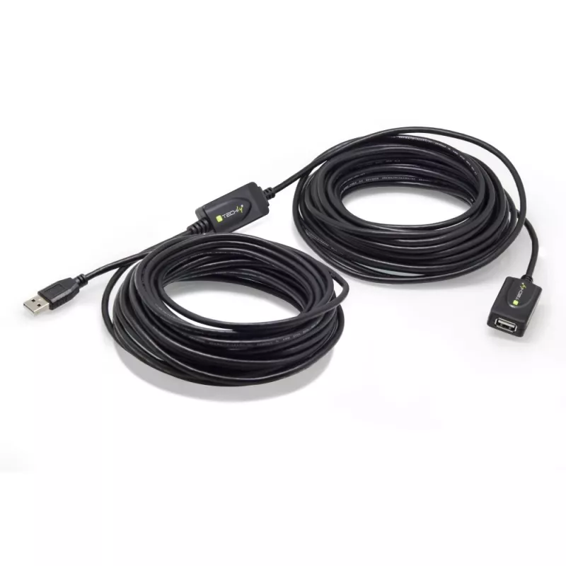 Techly IUSB-REP220TY3 USB kábel USB 2.0 20 m USB A čierny