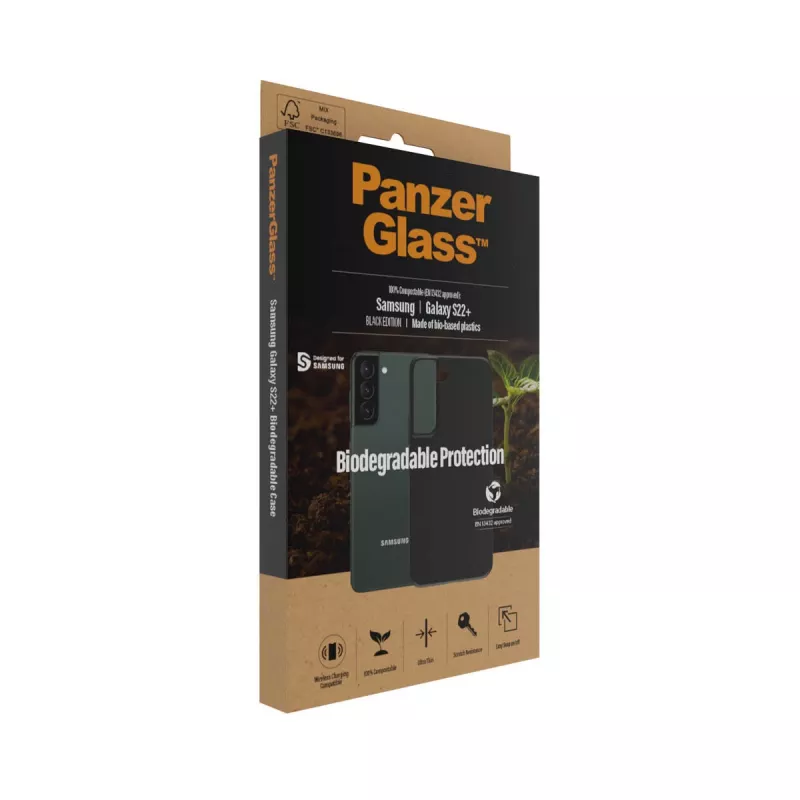 Puzdro PanzerGlass Samsung Galaxy S22 Plus Čierne Biologicky odbúrateľné