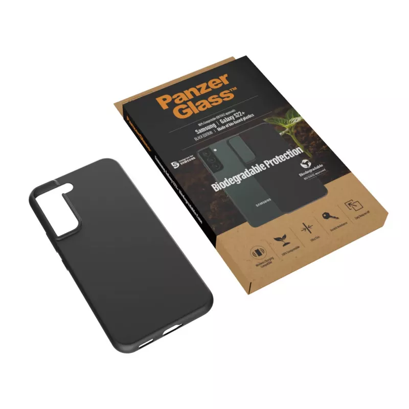 Puzdro PanzerGlass Samsung Galaxy S22 Plus Čierne Biologicky odbúrateľné