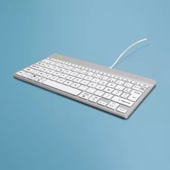 R-Go Tools ergonomická klávesnica R-Go Compact Break, kompaktná klávesnica so softvérom na prestávky, AZERTY (FR), káblová, biela