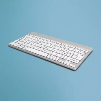 R-Go Tools ergonomická klávesnica R-Go Compact Break, kompaktná klávesnica so softvérom na prestávky, AZERTY (FR), Bluetooth, biela